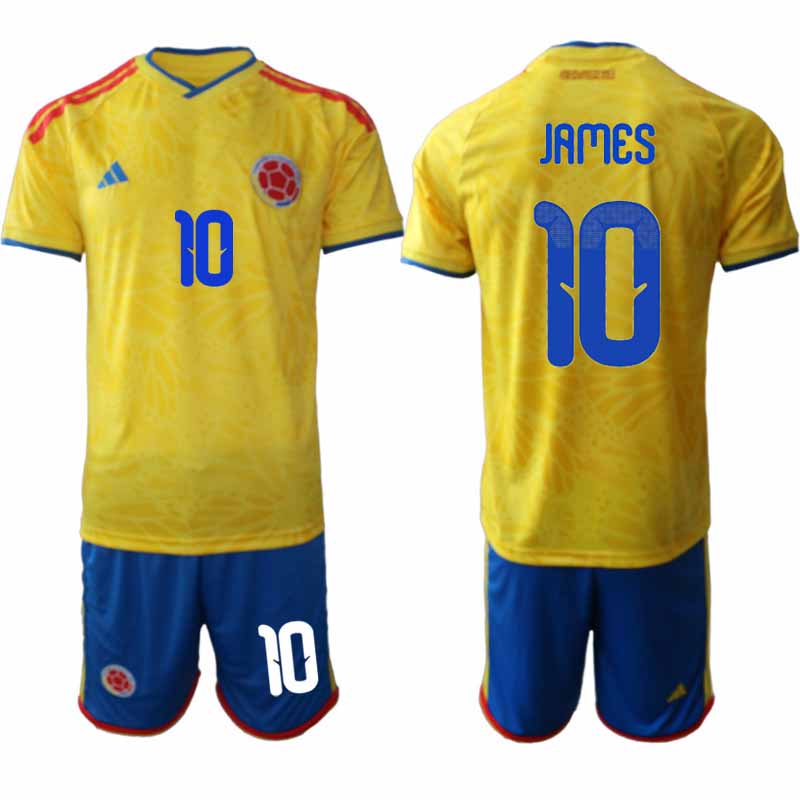 Colombia VM Matchtröja 2026 Hemma Herr James Rodríguez #10 Kortärmad Shorts