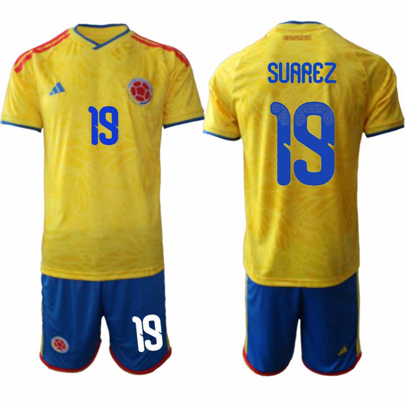 Colombia VM Hemmatröja 2026 Luis Suárez #19 Matchtröja Kortärmad + Shorts