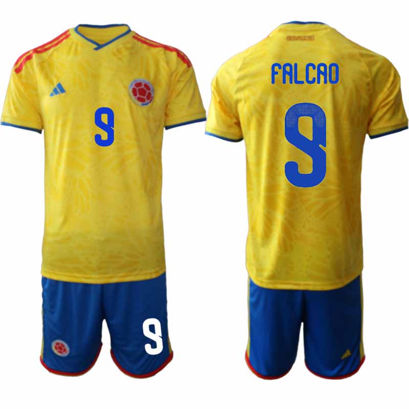 Colombia VM Matchtröja 2026 Hemma Herr Radamel Falcao #9 Kortärmad Shorts