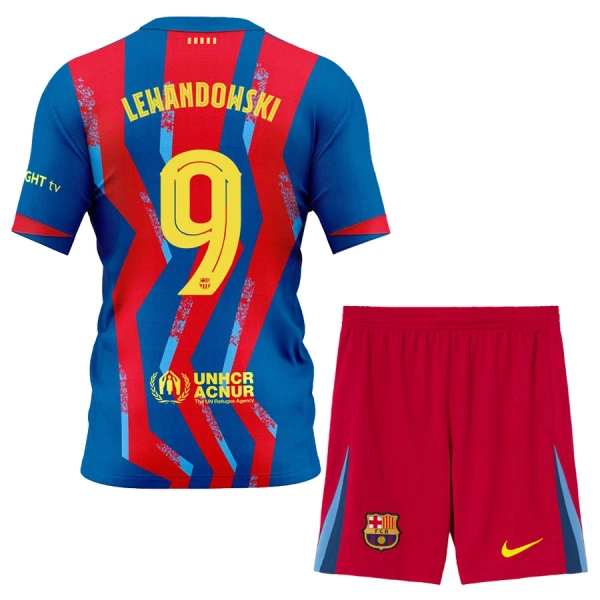Billiga Barn Fotbollströjor FC Barcelona Fjärdetröja 2025–26 Set Robert Lewandowski 9