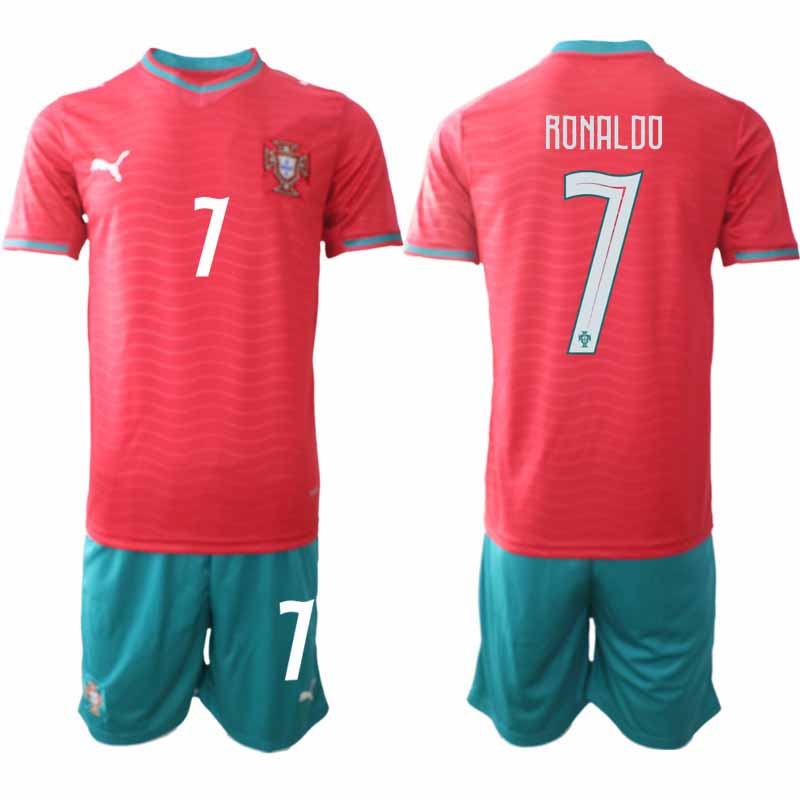 Portugal Fotbollströjor VM 2026 Hemmaställ Herr Cristiano Ronaldo #7 Kortärmad + Shorts