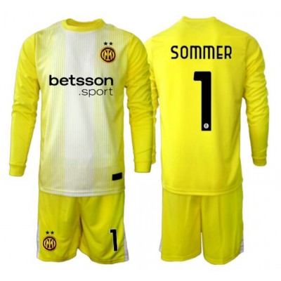 Inter Milan Målvaktsställ Yann Sommer #1 Borta Barn 2025-26 Gul Långärmad + Shorts