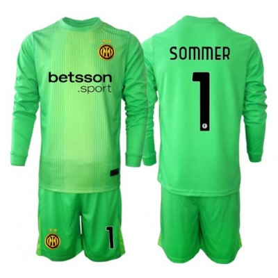 Inter Milan Tredje Barn 2025-26 Yann Sommer #1 Målvaktsställ Grön Långärmad + Shorts