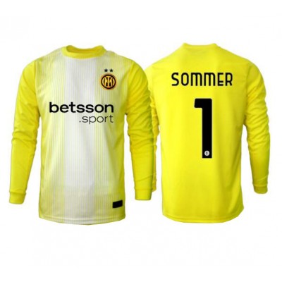 Inter Milan Borta 2025-26 Yann Sommer #1 Målvaktströja Gul Långärmad Fotbollströja