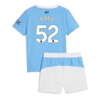 Barn Manchester City Hemmaställ 2025/26 Oscar Bobb #52 Fotbollströja Kit