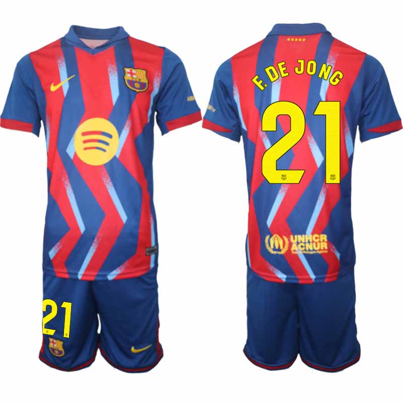 FC Barcelona Fjärdetröja 2025/26 Frenkie de Jong #21 Herr Fotbollskläder Set