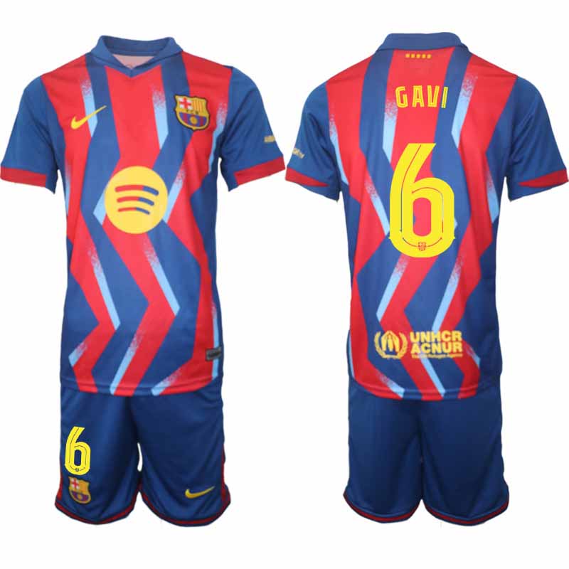 Billiga Fotbollströjor Herr FC Barcelona Gavi #6 Fjärdetröja 2025/26 set