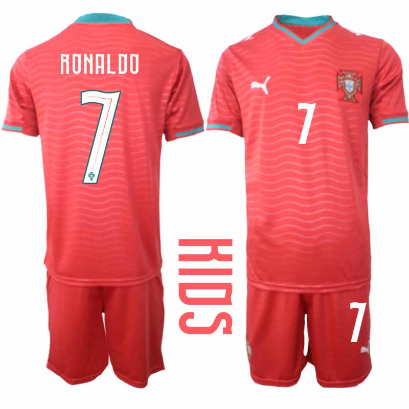 Portugal Fotbollströja VM 2026 Ronaldo #7 Barn Hemma