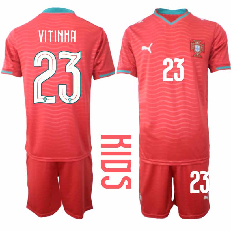 Portugal Hemmaställ VM 2026 Vitinha #23 Fotbollsset Barn