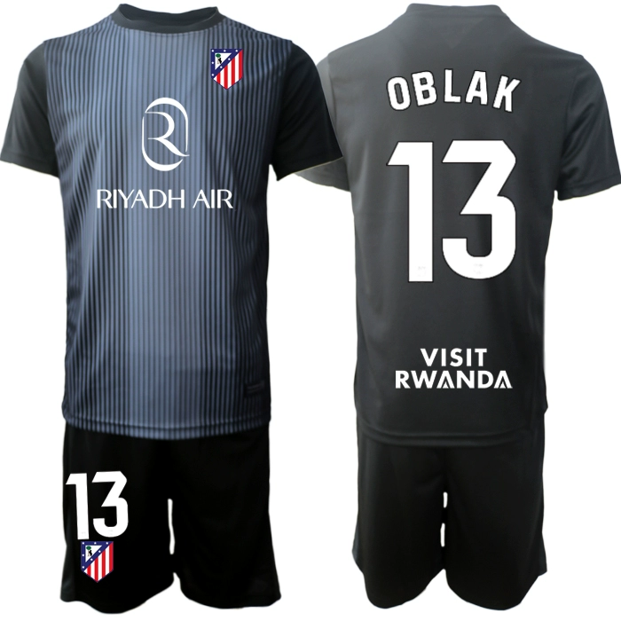 Atlético Madrid Målvaktsställ 2025/26 Herr – Jan Oblak #13 Svart Målvaktströja + Shorts
