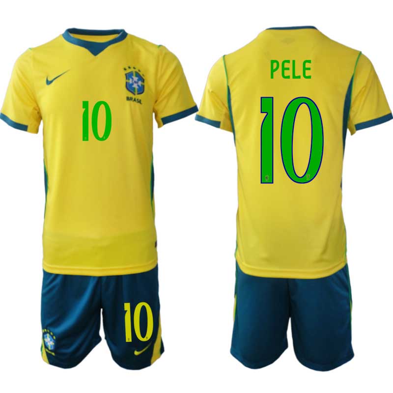 Brasilien Hemmatröja VM 2026 Pelé #10 Herr – Kortärmad + Shorts