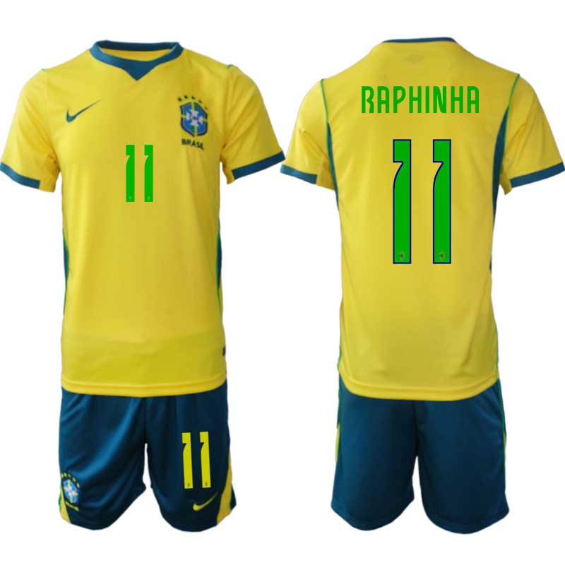Brasilien Hemmatröja VM 2026 Raphinha #11 Herr – Kortärmad + Shorts