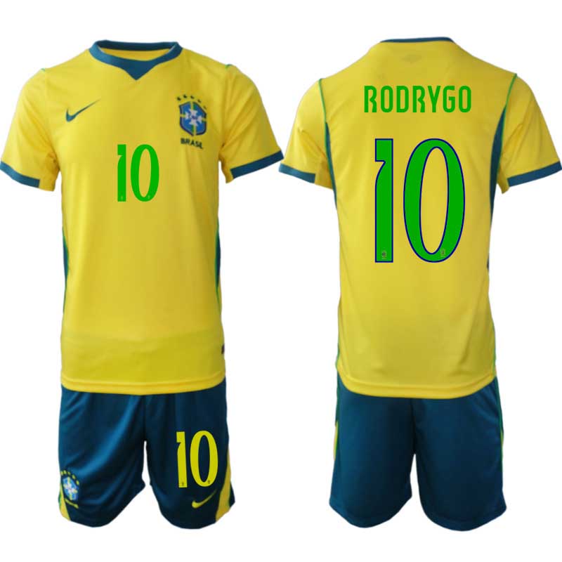 Brasilien Hemmatröja VM 2026 Rodrygo #10 Herr – Kortärmad + Shorts