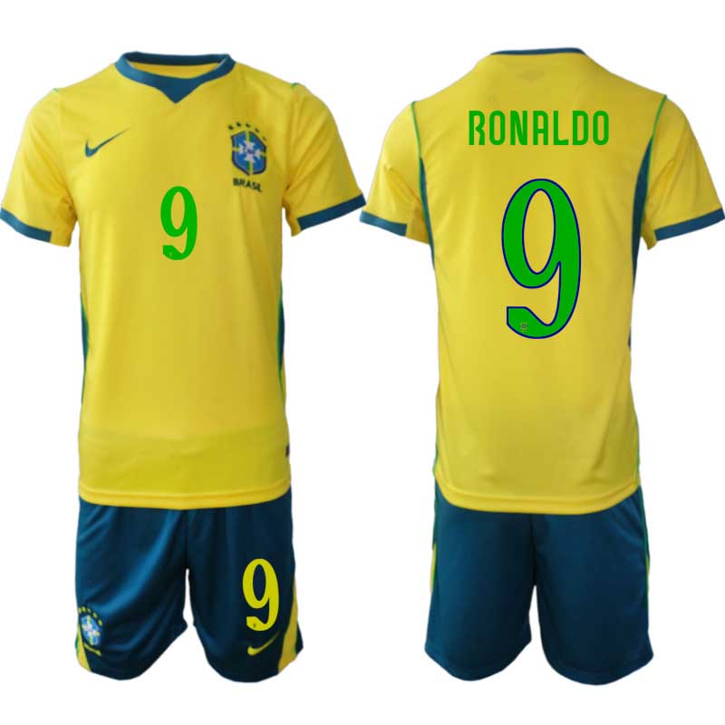 Brasilien Hemmatröja VM 2026 Ronaldo Nazário #9 Herr – Kortärmad + Shorts