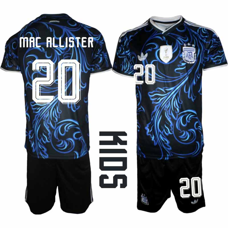 Argentina VM 2026 Borta Barn – Alexis Mac Allister #20 matchtröja och Shorts Set