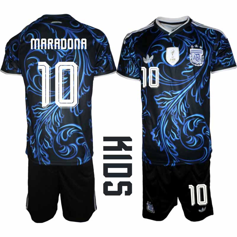 Argentina VM 2026 Borta Barn – Diego Maradona #10 matchtröja och Shorts Set