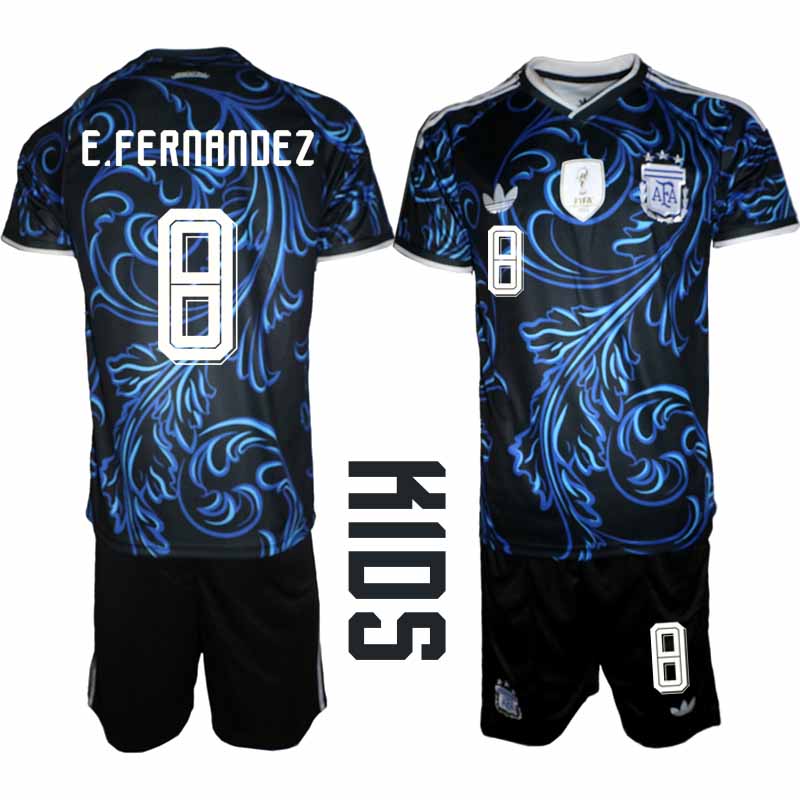 Argentina VM 2026 Borta Barn – Enzo Fernández #8 matchtröja och Shorts Set