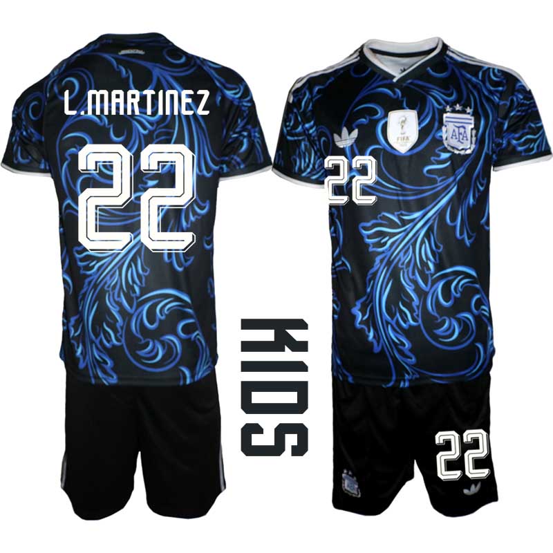 Argentina VM 2026 Borta Barn – Lautaro Martínez #22 matchtröja och Shorts Set