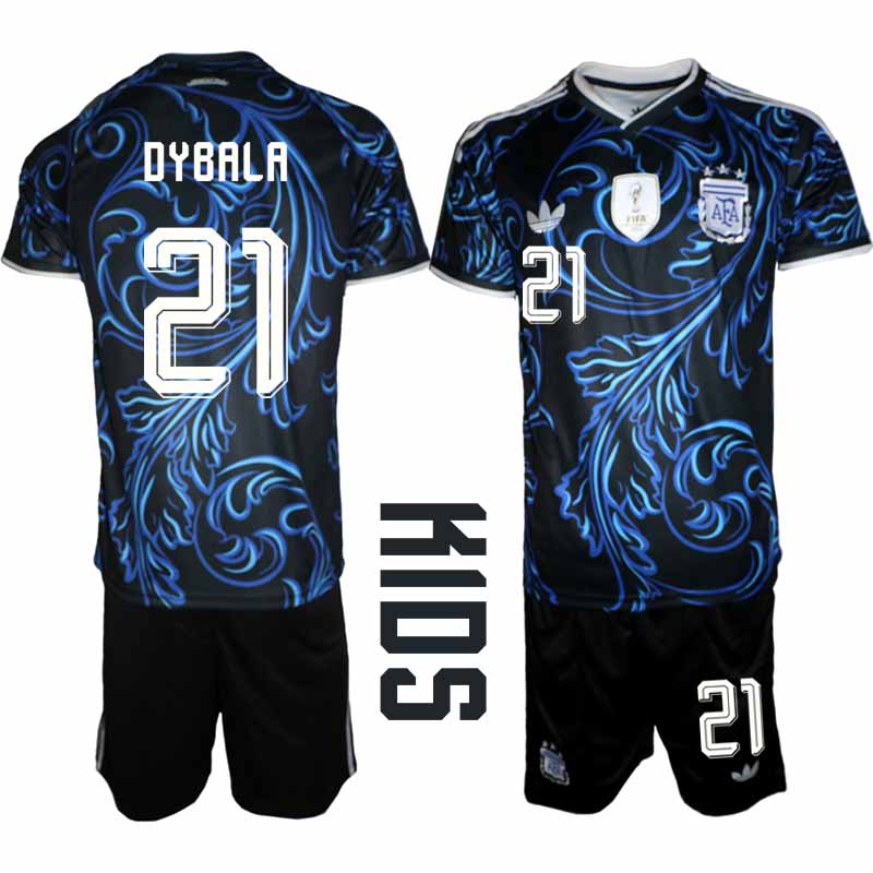 Argentina VM 2026 Borta Barn – Paulo Dybala #21 matchtröja och Shorts Set