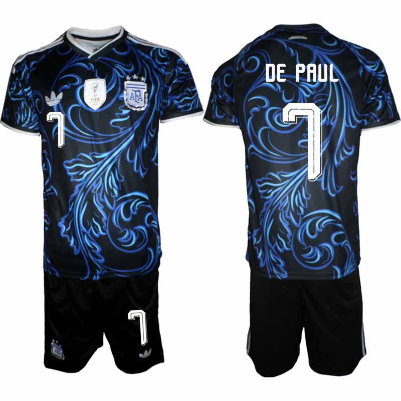 Argentina VM 2026 Borta Herr – Rodrigo De Paul #7 matchtröja och Shorts Set