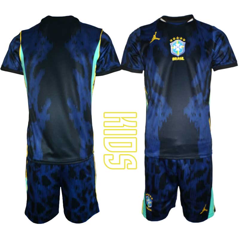 Brasilien Bortatröja VM 2026 Barn Kortärmad matchtröja + Shorts