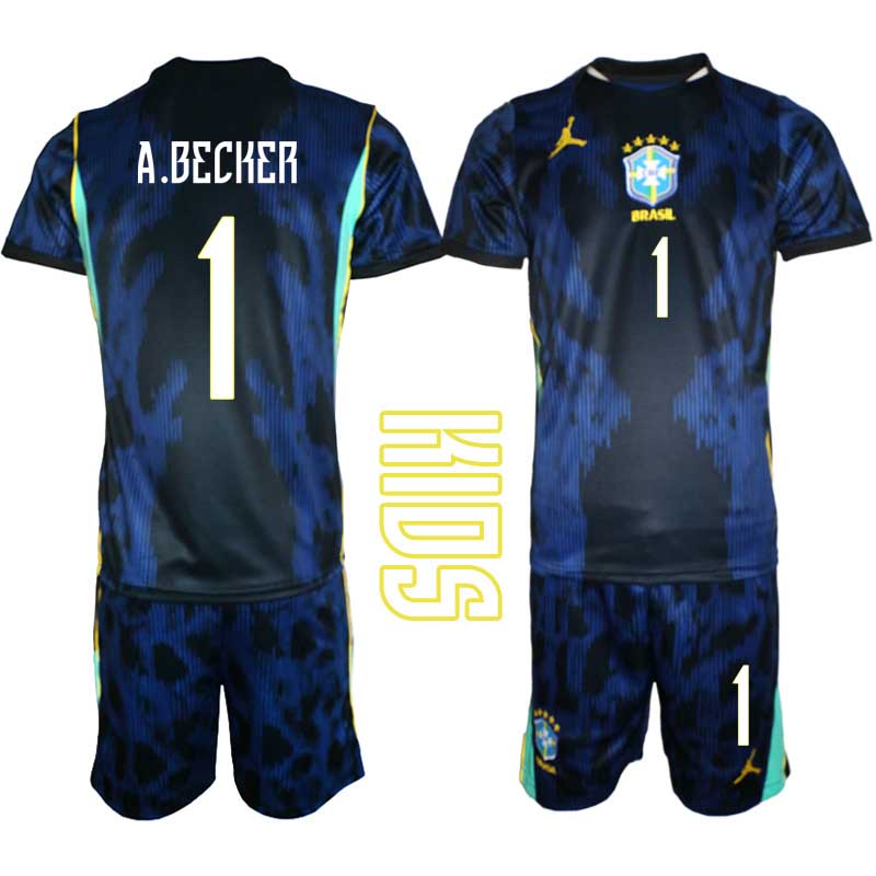 Brasilien Bortatröja VM 2026 Barn – Alisson Becker #1 matchtröja