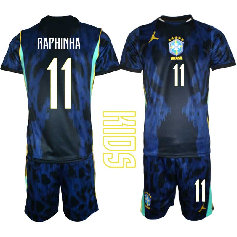 Brasilien Bortatröja VM 2026 Barn – Raphinha #11 matchtröja