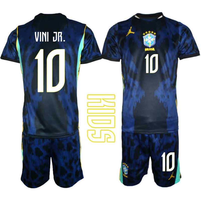 Brasilien Bortatröja VM 2026 Barn – Vinícius Júnior #10 matchtröja