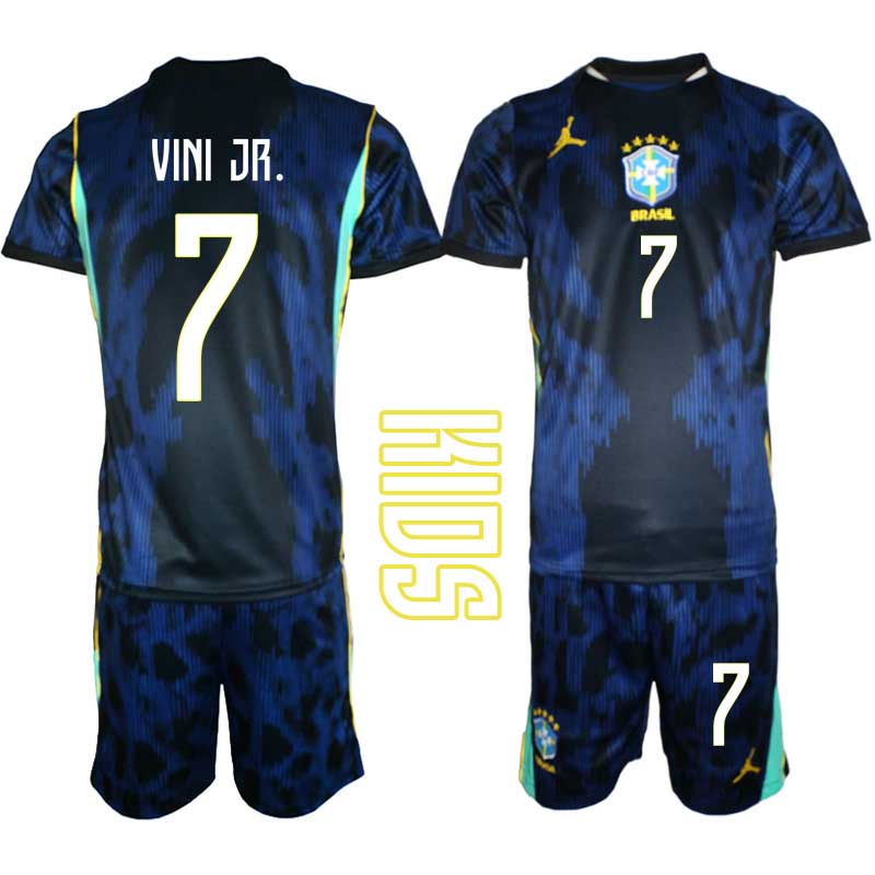 Brasilien Bortatröja VM 2026 Barn – Vinícius Júnior #7 matchtröja