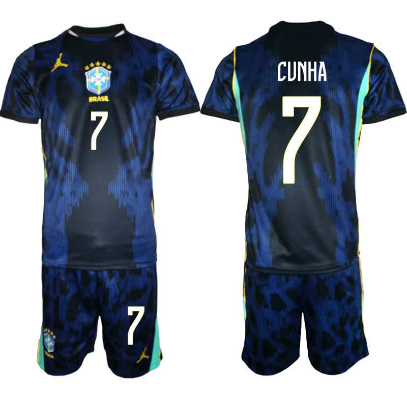 Brasilien Bortatröja VM 2026 Herr – Matheus Cunha #7 Fotbollsset Tröja & Shorts