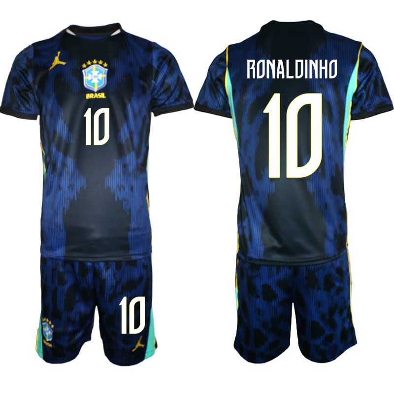 Brasilien Bortatröja VM 2026 Herr – Ronaldinho #10 Fotbollsset Tröja & Shorts