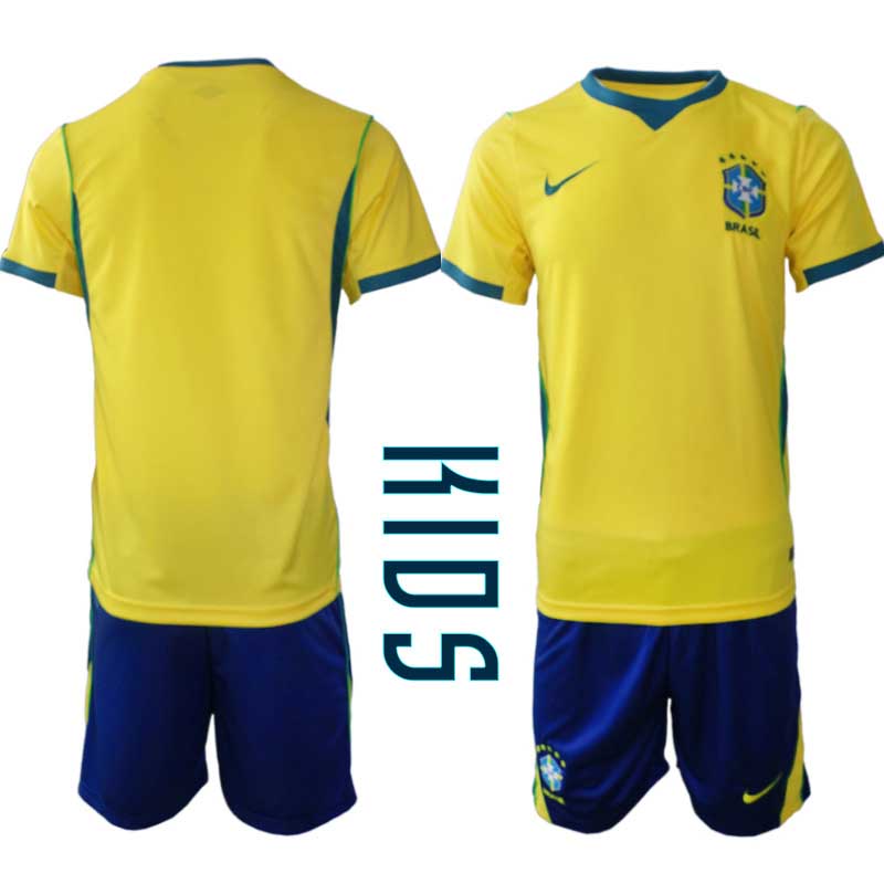 Brasilien Hemma VM 2026 Barn Kortärmad matchtröja + Shorts