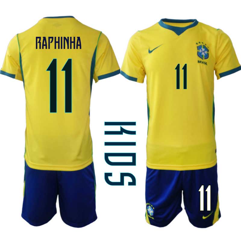 Brasilien Hemma VM 2026 Barn – Raphinha #11 matchtröja