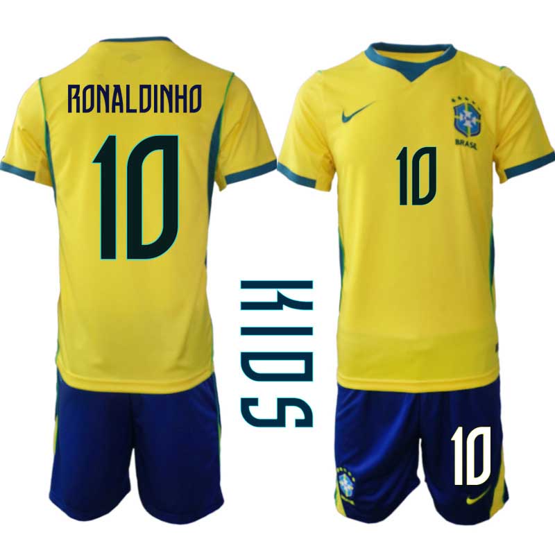 Brasilien Hemma VM 2026 Barn – Ronaldinho #10 matchtröja