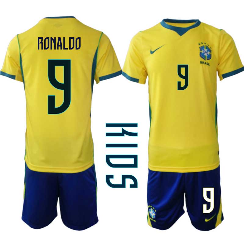 Brasilien Hemma VM 2026 Barn – Ronaldo #9 matchtröja