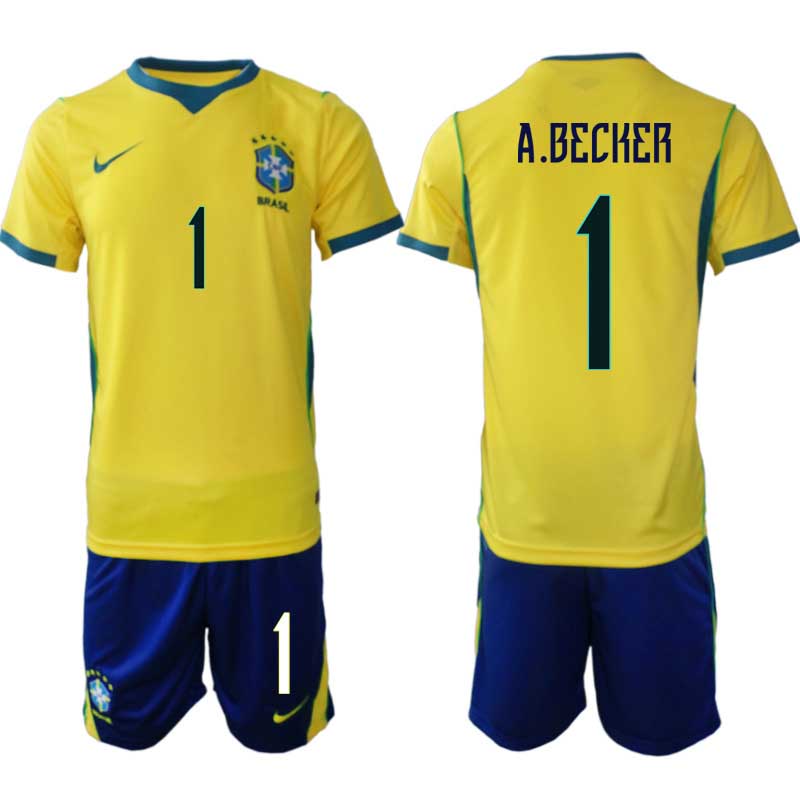 Brasilien Hemma VM 2026 Herr – Alisson Becker #1 Fotbollsset Tröja & Shorts