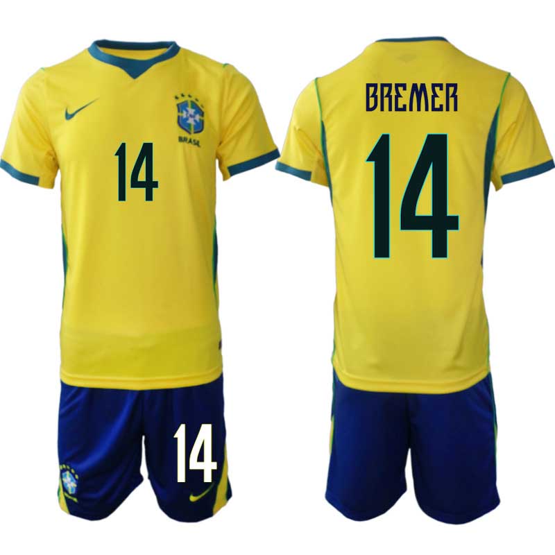 Brasilien Hemma VM 2026 Herr – Gleison Bremer #14 Fotbollsset Tröja & Shorts