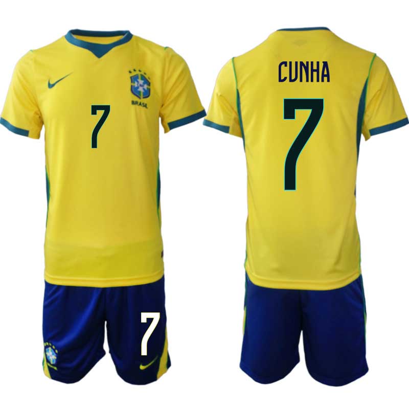 Brasilien Hemma VM 2026 Herr – Matheus Cunha #7 Fotbollsset Tröja & Shorts