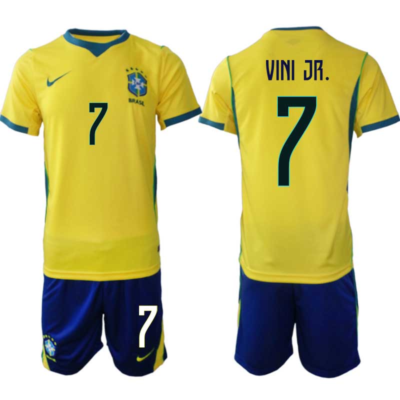 Brasilien Hemma VM 2026 Herr – Vinícius Júnior #7 Fotbollsset Tröja & Shorts