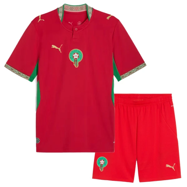 Marocko Hemmaställ VM 2026 Barn Kortärmad Matchtröja + Shorts