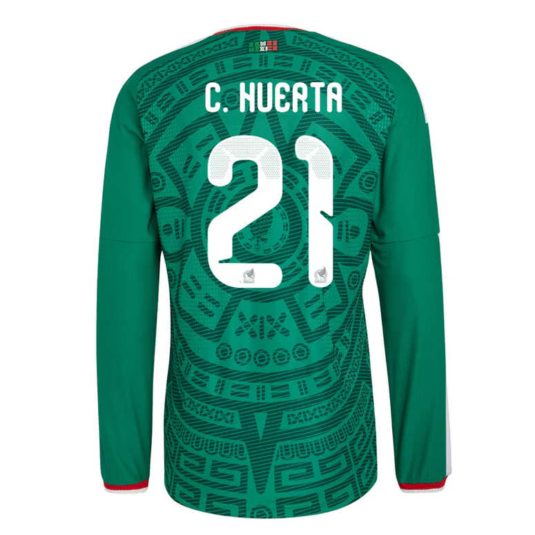 Mexiko Hemma VM 2026 César Huerta #21 Herr Långärmad matchtröja