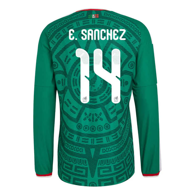 Mexiko Hemma VM 2026 Érick Sánchez #14 Herr Långärmad matchtröja
