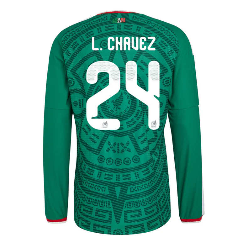 Mexiko Hemma VM 2026 Luis Chávez #24 Herr Långärmad matchtröja