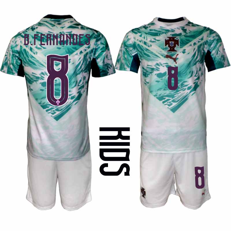 Portugal Bortatröja VM 2026 Barn – Bruno Fernandes #8 Fotbollsset