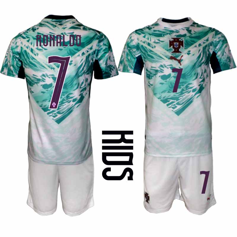 Portugal Bortatröja VM 2026 Barn – Cristiano Ronaldo #7 Fotbollsset