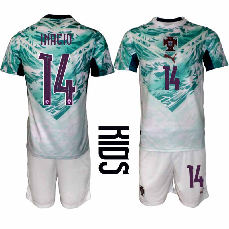 Portugal Bortatröja VM 2026 Barn – Gonçalo Inácio #14 Fotbollsset