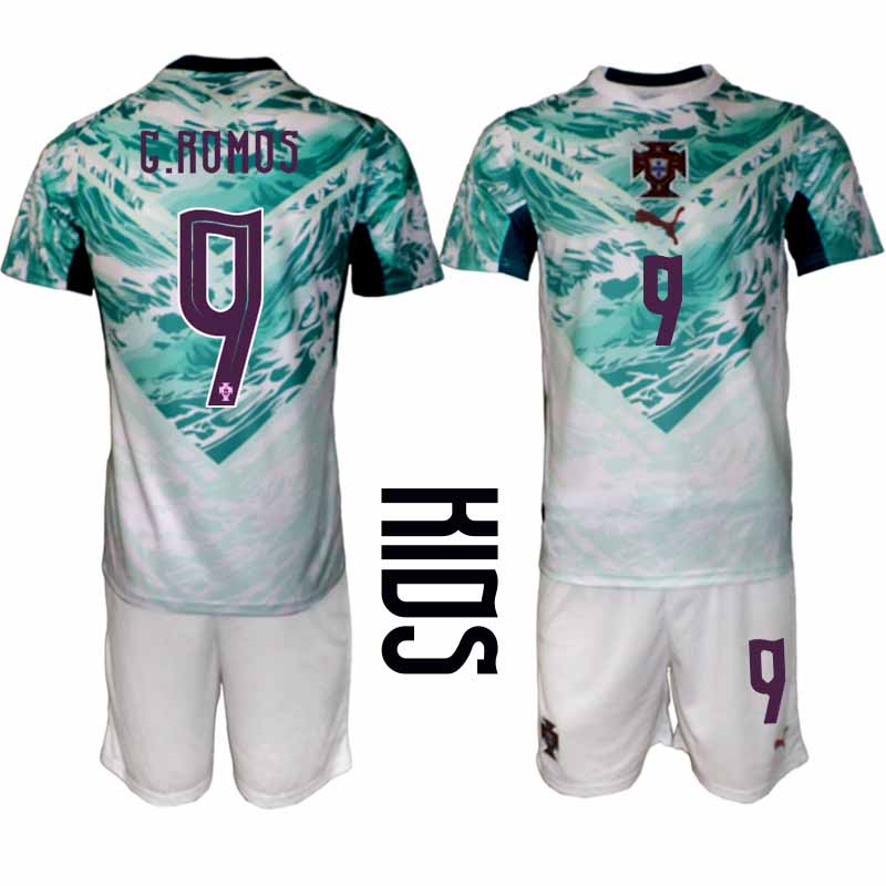 Portugal Bortatröja VM 2026 Barn – Gonçalo Ramos #9 Fotbollsset
