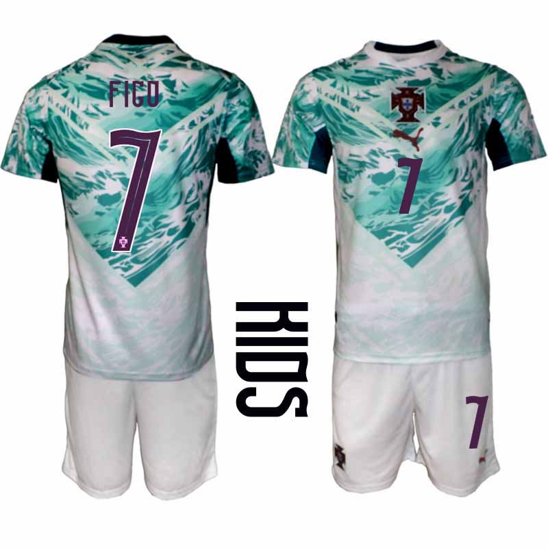 Portugal Bortatröja VM 2026 Barn – Luís Figo #7 Fotbollsset