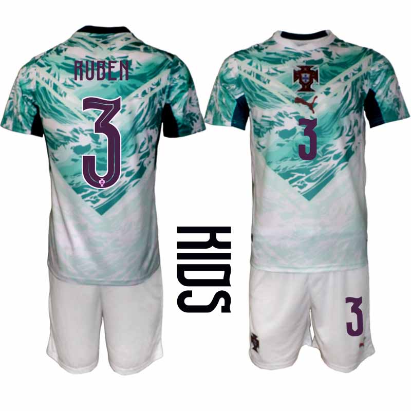 Portugal Bortatröja VM 2026 Barn – Rúben Dias #3 Fotbollsset