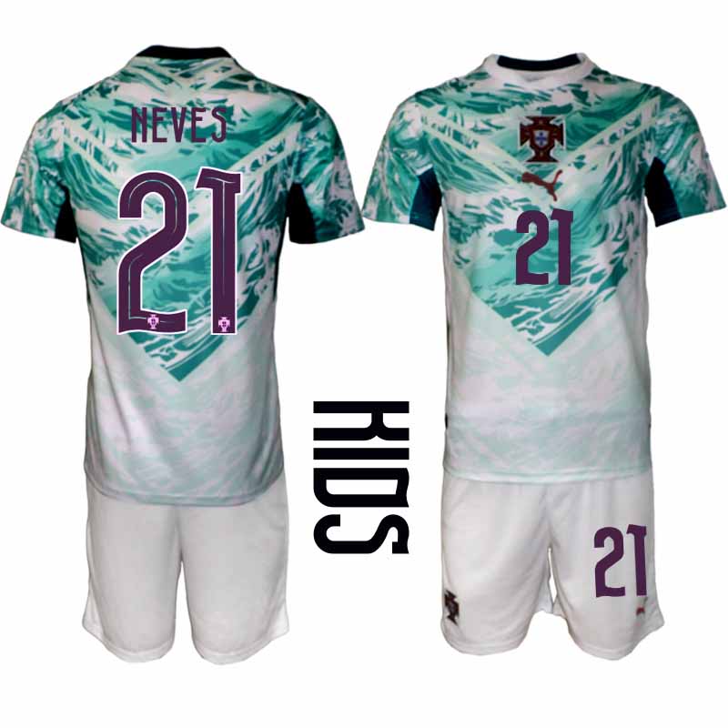 Portugal Bortatröja VM 2026 Barn – Rúben Neves #21 Fotbollsset